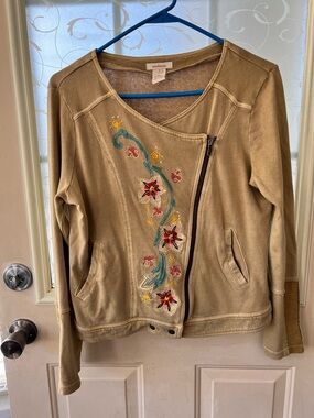 Sundance women’s moto style knit jacket with asymmetrical off center zip closure